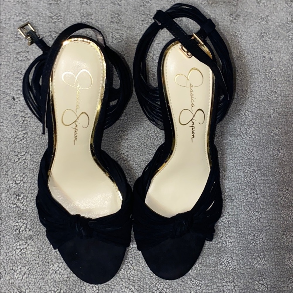 Jessica Simpson Velvet back strap heels